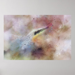 ハワイアン熱帯魚の水の色 – Hawkfish ポスター