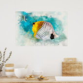 ハワイアン熱帯魚の水色 – バターフライ ポスター (キッチン)