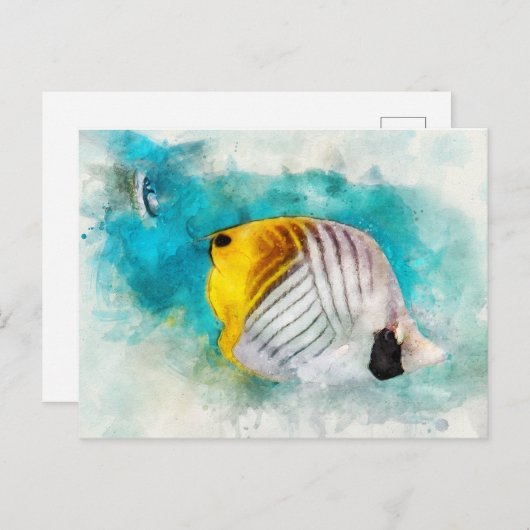 ハワイアン熱帯魚の水色 – バターフライ ポストカード (正面/裏面)