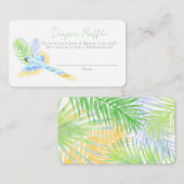 ハワイアン熱帯鳥ベビーシャワーおむつラッフル エンクロージャーカード (正面/裏面)