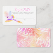 ハワイアン熱帯鳥ベビーシャワーおむつラッフル エンクロージャーカード (正面/裏面)