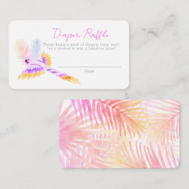 ハワイアン熱帯鳥ベビーシャワーおむつラッフル エンクロージャーカード