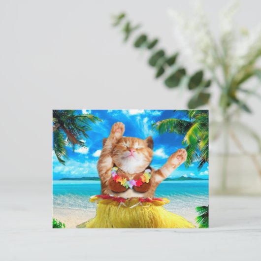 ハワイアン猫 ポストカード (スタンド正面)