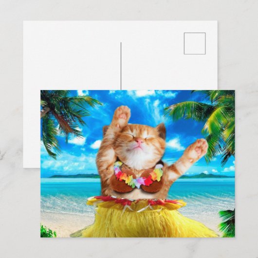 ハワイアン猫 ポストカード (正面/裏面)