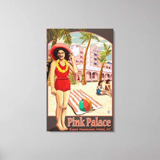 ハワイアン王室のホテルインハワイ キャンバスプリント (正面)