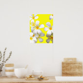 ハワイアン白プルメリア花黄 ポスター (キッチン)