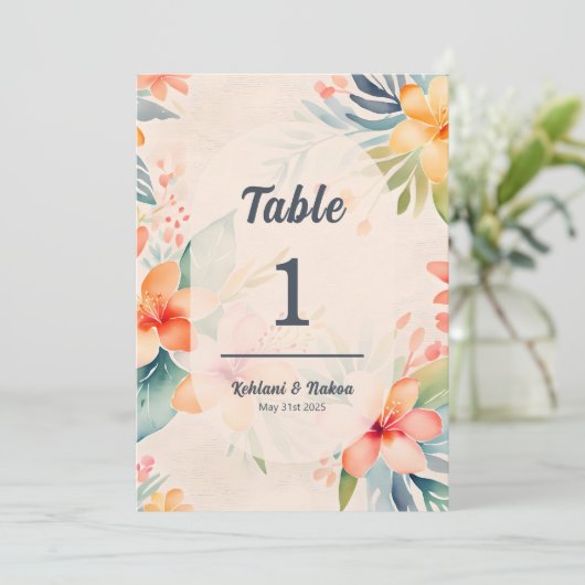 ハワイアン結婚のテーブル番号Decor 招待状 (スタンド正面)