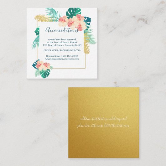 ハワイアン結婚ハイビスカスアコモデーションカード エンクロージャーカード (正面/裏面)