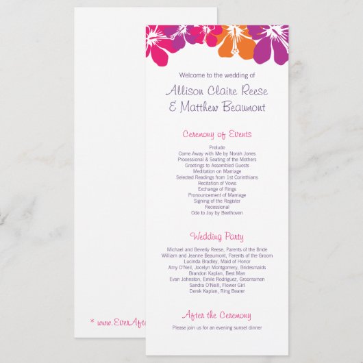 ハワイアン結婚式 プログラム (正面/裏面)