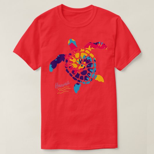 ハワイアン絞り染めシータートルハワイお土産プレゼント Tシャツ (デザイン正面)
