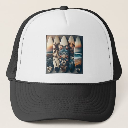 ハワイアン絵を描サフボード キャップ (正面)