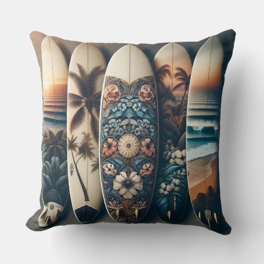 ハワイアン絵を描サフボード クッション (正面)
