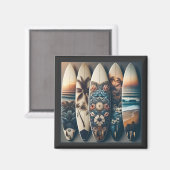 ハワイアン絵を描サフボード マグネット (正面/裏面)