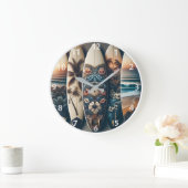 ハワイアン絵を描サフボード ラージ壁時計 (ホーム)