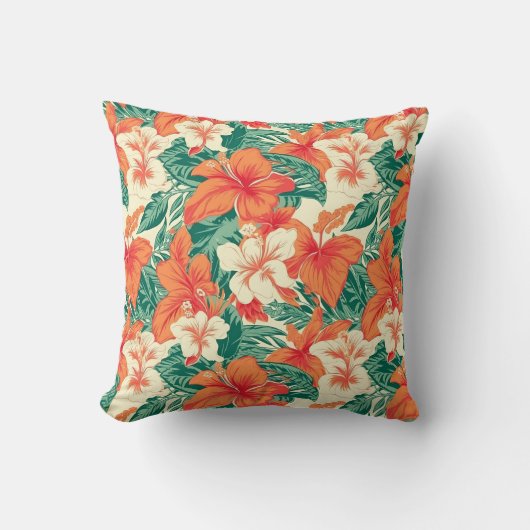 ハワイアン美観熱帯花パターン クッション (正面)