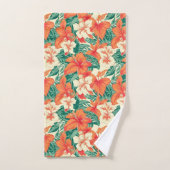 ハワイアン美観熱帯花パターン バスタオルセット (ハンドタオル)
