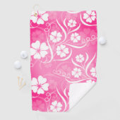 ハワイアン花模様ピンク白 ゴルフタオル (インサイチュ)