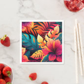 ハワイアン花鮮やかなフローラの熱帯パターン スタンダードカクテルナプキン (インサイチュ)