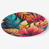 ハワイアン花鮮やかなフローラの熱帯パターン ペーパープレート (アングル)