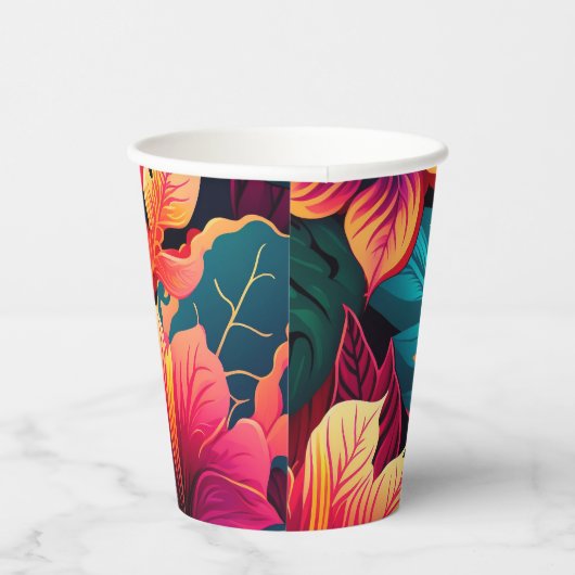 ハワイアン花鮮やかなフローラの熱帯パターン 紙コップ (右)