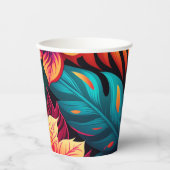 ハワイアン花鮮やかなフローラの熱帯パターン 紙コップ (正面)