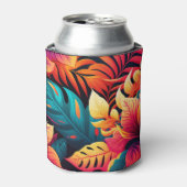 ハワイアン花鮮やかなフローラの熱帯パターン 缶クーラー (缶正面)