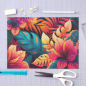 ハワイアン花鮮やかなフローラの熱帯パターン 薄葉紙 (クラフト)