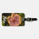 ハワイアン薄紫ハイビスカスフロムカウアイアロハ ラゲッジタグ (正面横)