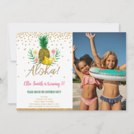ハワイアン誕生日キッズフォト招待状 招待状