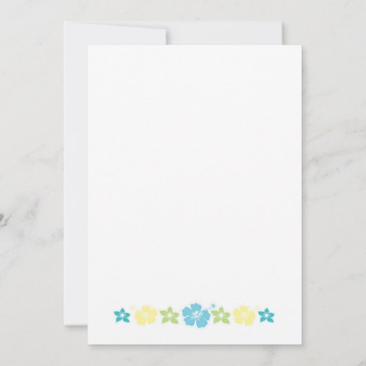 ハワイアン誕生日パーティーまたはブライダルシャワー招待状 招待状 (裏面)