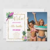 ハワイアン誕生日フォト招待状 招待状 (正面)