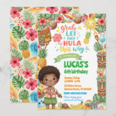 ハワイアン誕生日ボーイ招待状 招待状 (正面/裏面)