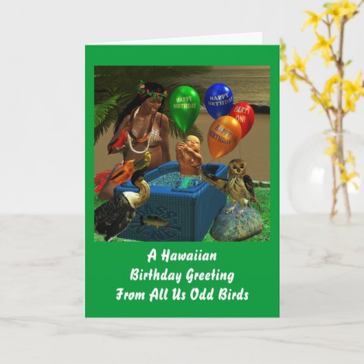 ハワイアン誕生日 カード (黄色い花)