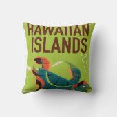 ハワイアン諸島ヴィンテージ旅行ポスター。 クッション (裏面)