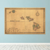 ハワイアン諸島地図（1876年） キャンバスプリント (インサイチュ (ウッドフロア))