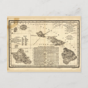 ハワイアン諸島地形図(1893) ポストカード
