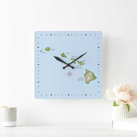 ハワイアン諸島 スクエア壁時計 (ホーム)