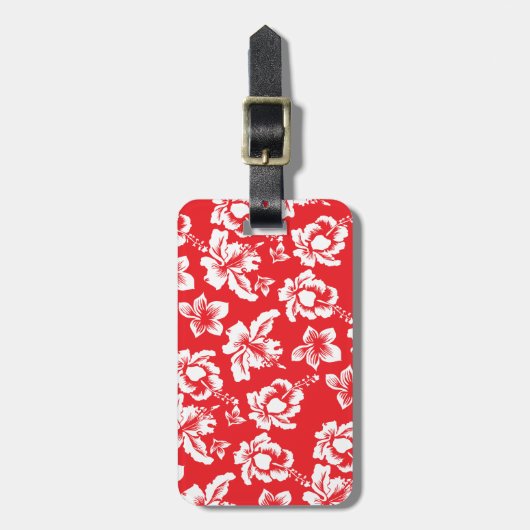 ハワイアン赤い花 ラゲッジタグ (正面縦)