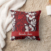 ハワイアン赤と白ハイビスカス熱帯フローラ クッション (ブランケット)