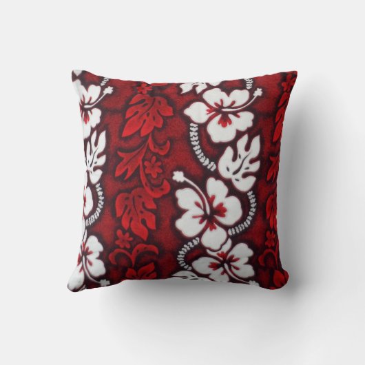 ハワイアン赤と白ハイビスカス熱帯フローラ クッション (裏面)