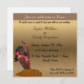 ハワイアン金ゴールド結婚式招待状 招待状 (正面/裏面)