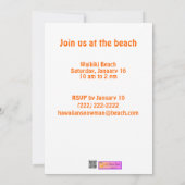 ハワイアン雪だるまおもしろいビーチパーティー招待状テンプラット 招待状 (裏面)