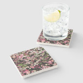 「ハワイアン雪の茂み」/ピンクス、緑、白 ストーンコースター (横)