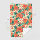 ハワイアン風熱帯花パターン ゴルフタオル (インサイチュ)