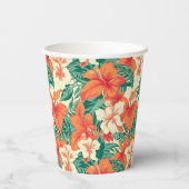 ハワイアン風熱帯花パターン 紙コップ (裏面)