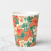 ハワイアン風熱帯花パターン 紙コップ (右)