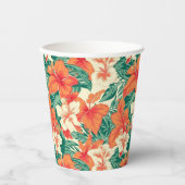 ハワイアン風熱帯花パターン 紙コップ (正面)