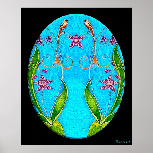 ハワイアン鳥の水絵画色 ポスター (正面)