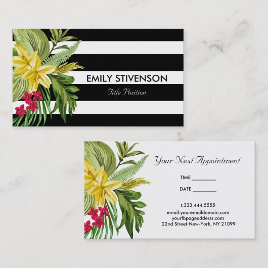 ハワイアン黄色と赤の花 名刺 (正面/裏面)