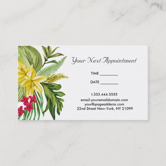 ハワイアン黄色と赤の花 名刺 (裏面)